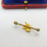 Edwardian 9ct Yellow Gold & Seed Pearl Ivy Leaf Sweetheart Brooch c1910 Antique
