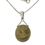 George IV Grand Tour Sterling Silver Carved Lava Cameo Necklace Antique c1830