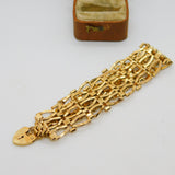 9ct Yellow Gold Large Gate Link Chain Bracelet Vintage 1991 London