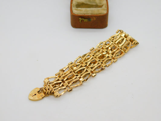 9ct Yellow Gold Large Gate Link Chain Bracelet Vintage 1991 London