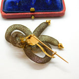 Georgian 15ct Gold Hairwork 'Memento Mori' Bow Form Brooch Antique c1820 AF