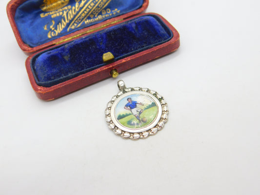 Sterling Silver & Enamel Football Player Sporting Fob Medal 1922 Birmingham AF