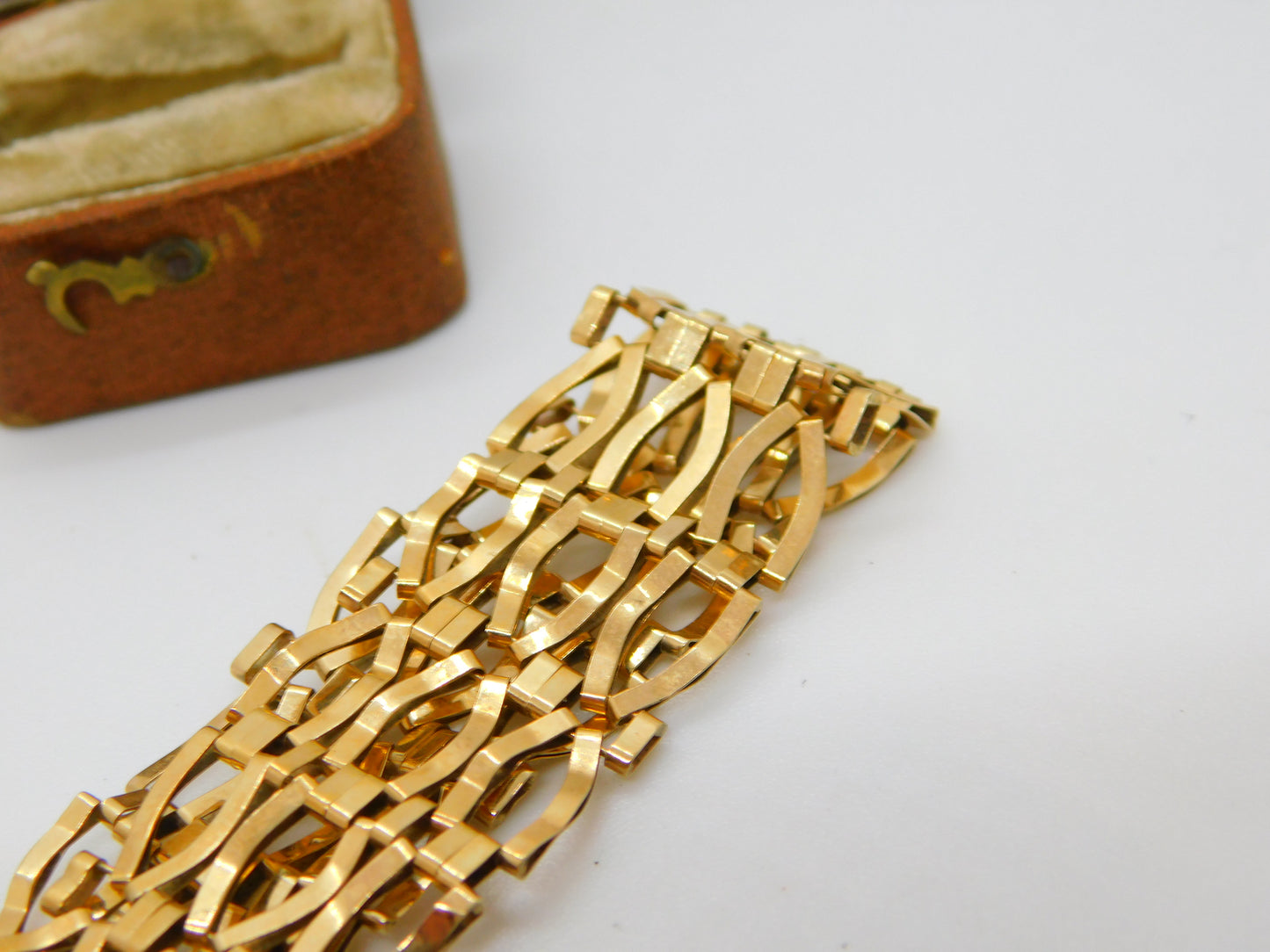 9ct Yellow Gold Large Gate Link Chain Bracelet Vintage 1991 London