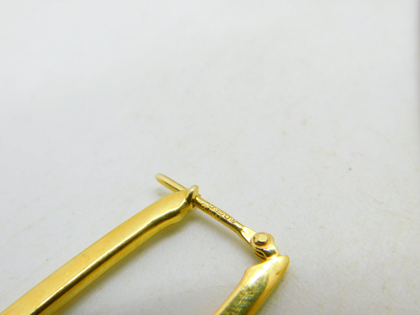 Large 18ct Yellow Gold Feather Form Designer Style Drop Earrings London 1958