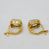 Pair of 18ct Yellow Gold Emerald Cut 2ct Aquamarine Earrings Vintage
