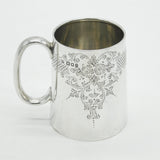 Victorian Sterling Silver Floral Pattern Christening Mug Antique 1901 London