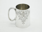 Victorian Sterling Silver Floral Pattern Christening Mug Antique 1901 London