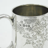 Victorian Sterling Silver Floral Pattern Christening Mug Antique 1901 London