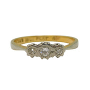 Edwardian 18ct Gold, Platinum, Three-Stone Diamond Ring Antique c1910