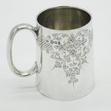 Victorian Sterling Silver Floral Pattern Christening Mug Antique 1901 London