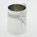 Victorian Sterling Silver Floral Pattern Christening Mug Antique 1901 London