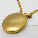 Victorian Pinchbeck Floral Mourning Locket Pendant Necklace Antique c1860