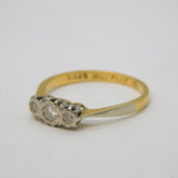 Edwardian 18ct Gold, Platinum, Three-Stone Diamond Ring Antique c1910