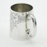 Victorian Sterling Silver Floral Pattern Christening Mug Antique 1901 London