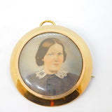 Victorian 9ct Yellow Gold, Portrait & Hair Set Mourning Brooch Pendant Antique c1900