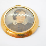 Victorian 9ct Yellow Gold, Portrait & Hair Set Mourning Brooch Pendant Antique c1900