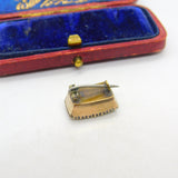 Georgian Small 9ct Gold, Seed Pearl & Hair Mourning Brooch c1820 Antique