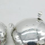 Victorian Pair of Sterling Silver Floral Salt Cellars Antique 1870 Sheffield