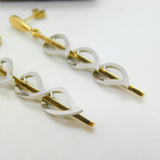 9ct Two-Tone Gold Dangling Feather Drop Stud Earrings Vintage 2004 London