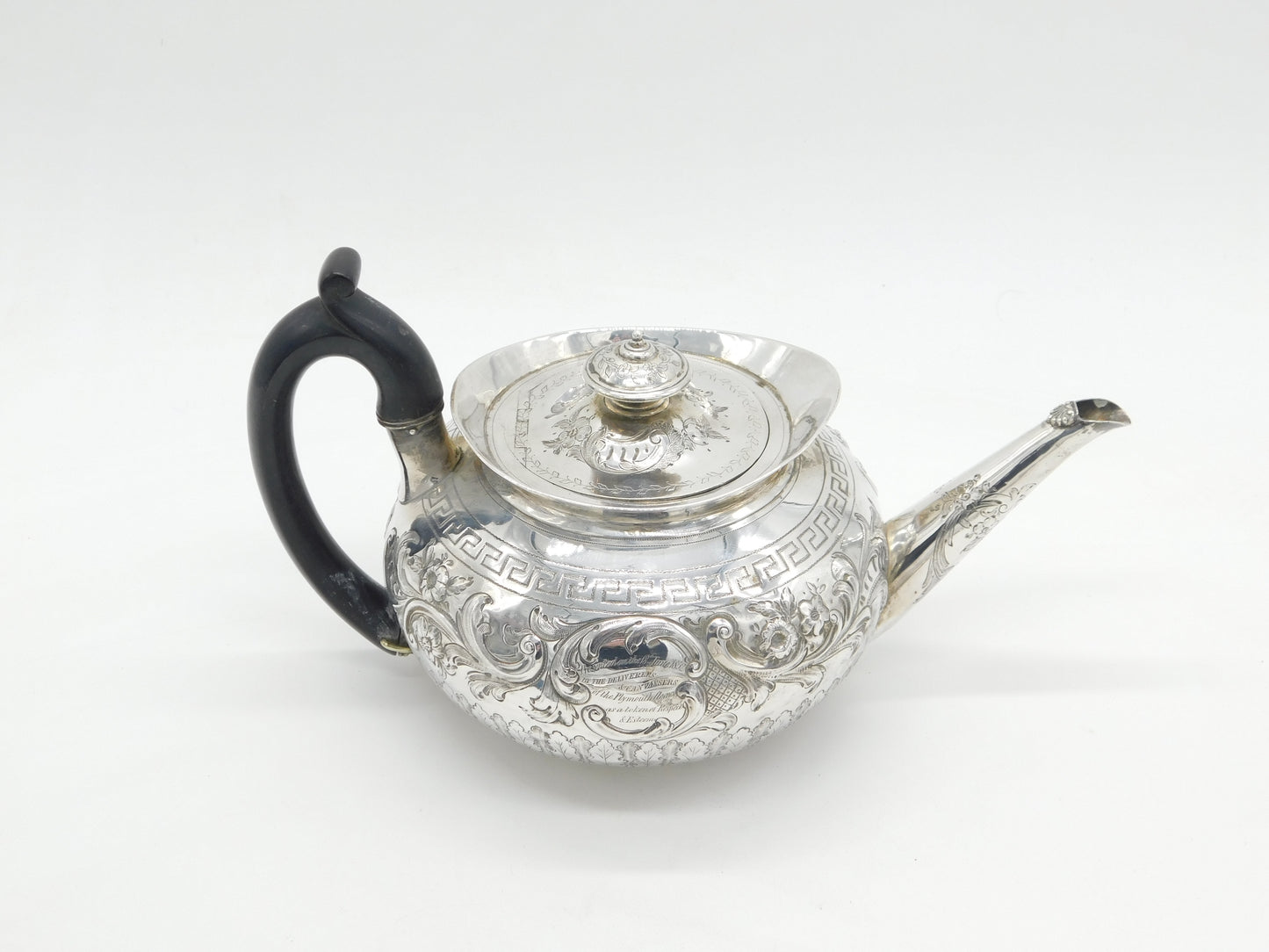 George III Sterling Silver Floral Pattern Baluster Teapot Antique 1804 London