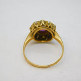 9ct Yellow Gold, Amethyst, Seed Pearl Floral Cluster Ring Vintage 1966 London