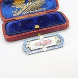 Charles Horner Sterling Silver Guilloche Enamel Floral Brooch c1920 Antique