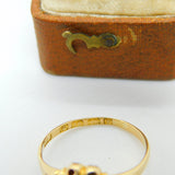 Victorian 18ct Gold, Ruby, Diamond, Seed Pearl Floral Dress Ring 1873 Antique