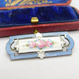 Charles Horner Sterling Silver Guilloche Enamel Floral Brooch c1920 Antique