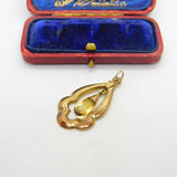 9ct Yellow Gold Victorian Style Citrine Drop Pendant 2004 London Vintage