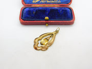 9ct Yellow Gold Victorian Style Citrine Drop Pendant 2004 London Vintage