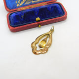 9ct Yellow Gold Victorian Style Citrine Drop Pendant 2004 London Vintage