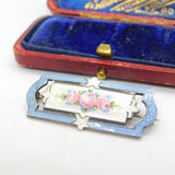 Charles Horner Sterling Silver Guilloche Enamel Floral Brooch c1920 Antique
