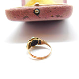Victorian 9ct Gold, Turquoise & Diamond Floral Sweetheart Ring Antique c1860