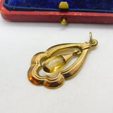 9ct Yellow Gold Victorian Style Citrine Drop Pendant 2004 London Vintage