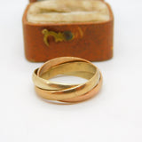 9ct Tri-Colour Trinity Wedding Ring Vintage 1988 London Size M UK