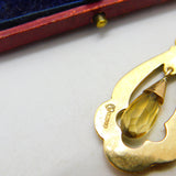 9ct Yellow Gold Victorian Style Citrine Drop Pendant 2004 London Vintage