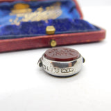 Victorian Sterling Silver Spinning Fob Pendant Bloodstone & Carved Carnelian