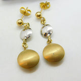 14ct Two-Tone Gold Dangling Pendant Stud Earrings Vintage c1990