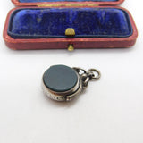 Victorian Sterling Silver Spinning Fob Pendant Bloodstone & Carved Carnelian