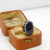 9ct Gold Victorian Style Cabochon Bull's Eye Agate Dress Ring 1973 Vintage