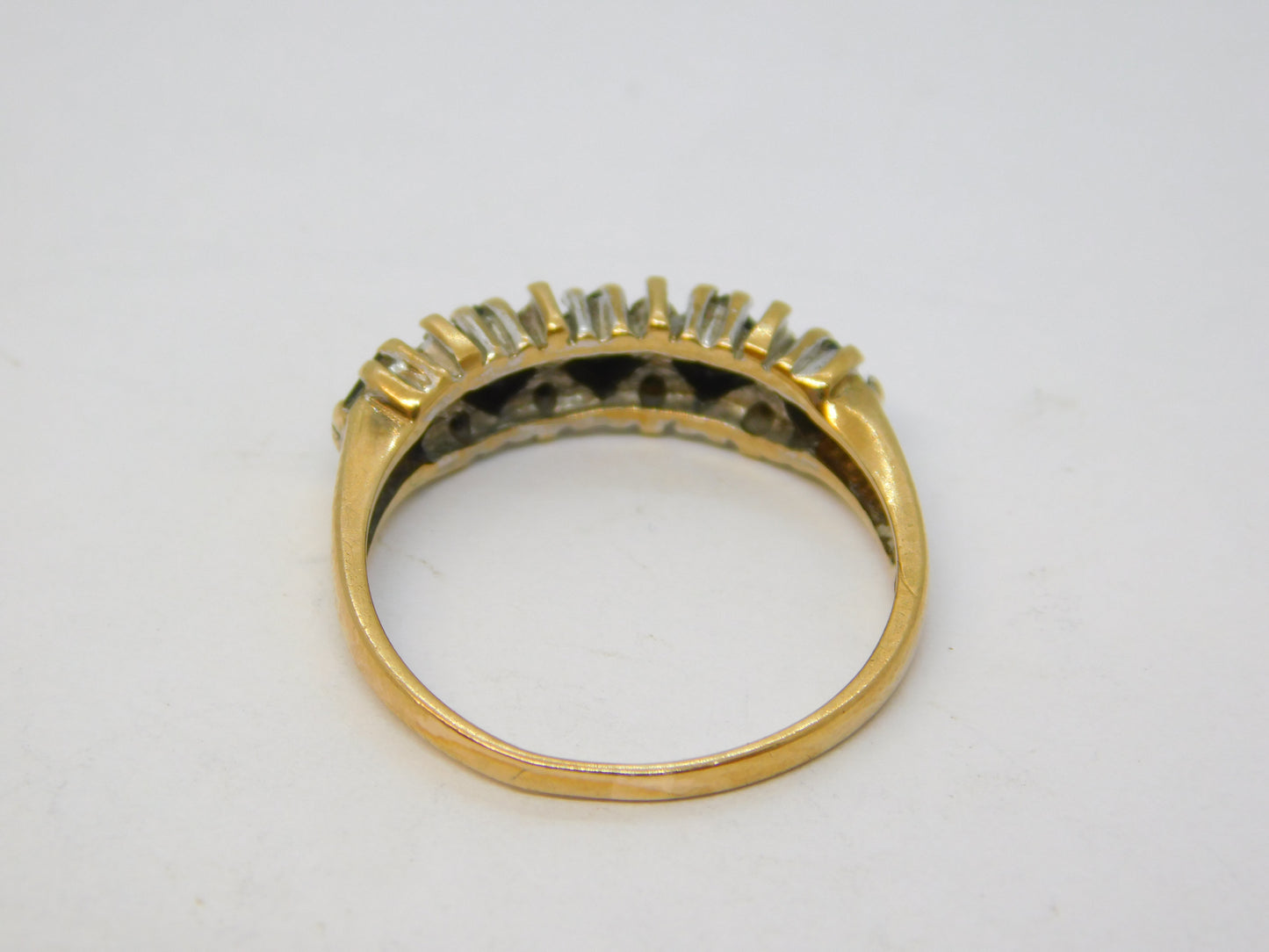 9ct Yellow Gold, Sapphire & Diamond Dress Ring Vintage 1973 London