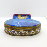 Austro Hungarian Gilt Metal, Blue Agate & Floral Enamel Trinket Box c1860