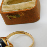 9ct Gold Victorian Style Cabochon Bull's Eye Agate Dress Ring 1973 Vintage