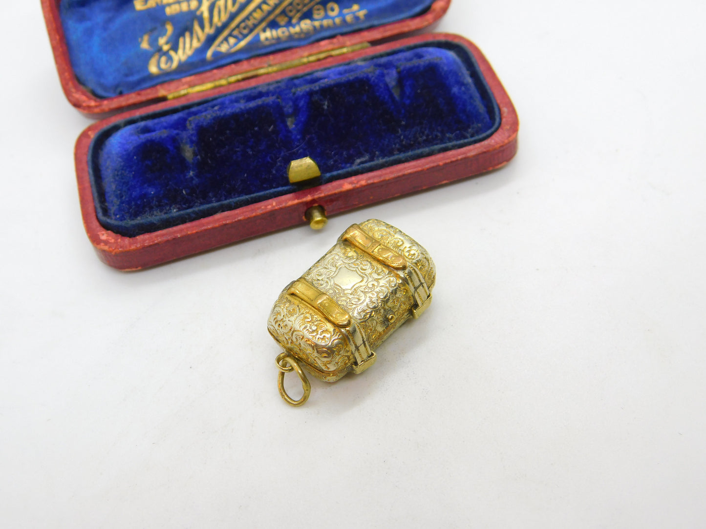 Victorian Rolled Gold Treasure Chest Form Locket Pendant Antique c1880