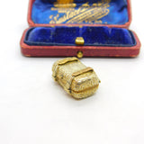 Victorian Rolled Gold Treasure Chest Form Locket Pendant Antique c1880