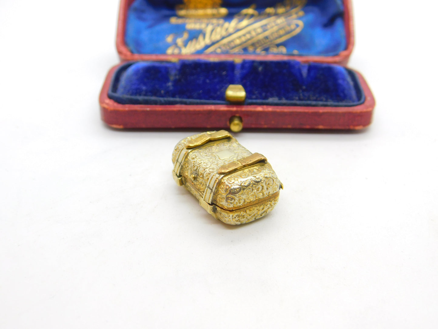 Victorian Rolled Gold Treasure Chest Form Locket Pendant Antique c1880