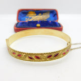 9ct Yellow Gold 50 Microns Rolled Gold Floral Bangle Bracelet Antique c1930