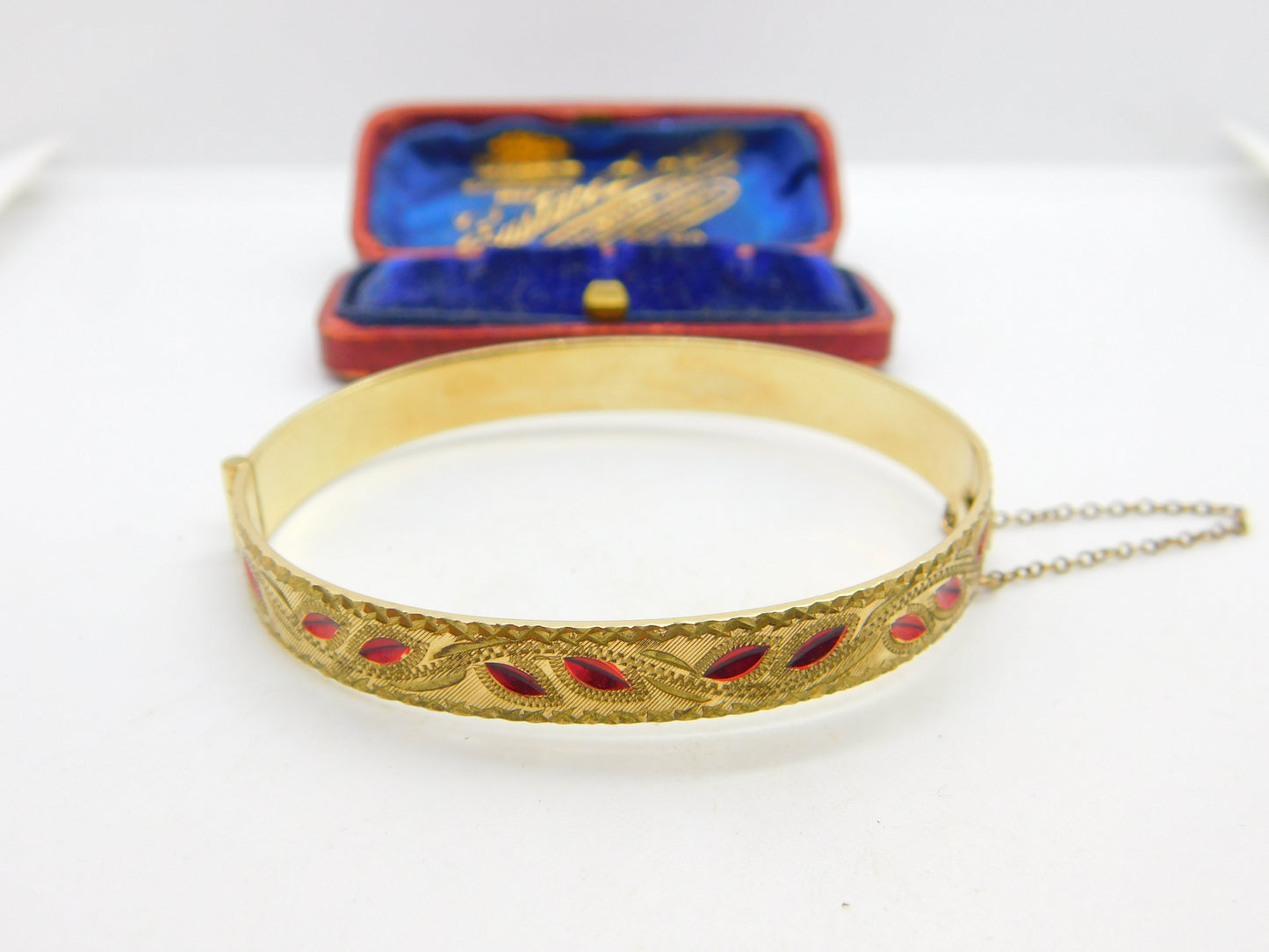 9ct Yellow Gold 50 Microns Rolled Gold Floral Bangle Bracelet Antique c1930