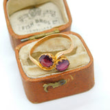 9ct Gold Almandine & Bohemian Two-Tone Garnet Crossover Ring 1913 Antique