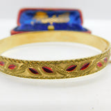9ct Yellow Gold 50 Microns Rolled Gold Floral Bangle Bracelet Antique c1930